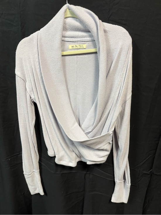 Free People Sweaters - Free People Lilac Ribbed Shawl-Collar Wrap Sweater